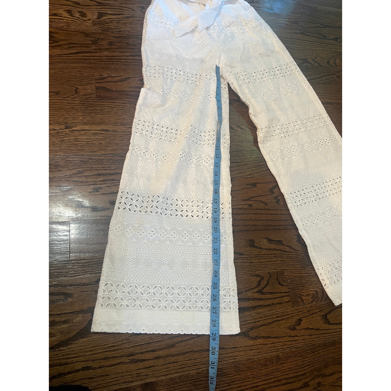 Suboo Blanca Paperbag Pants White Eyelet Lace Wide Leg Cotton Sz. 4 Nwt — image 4 of 4